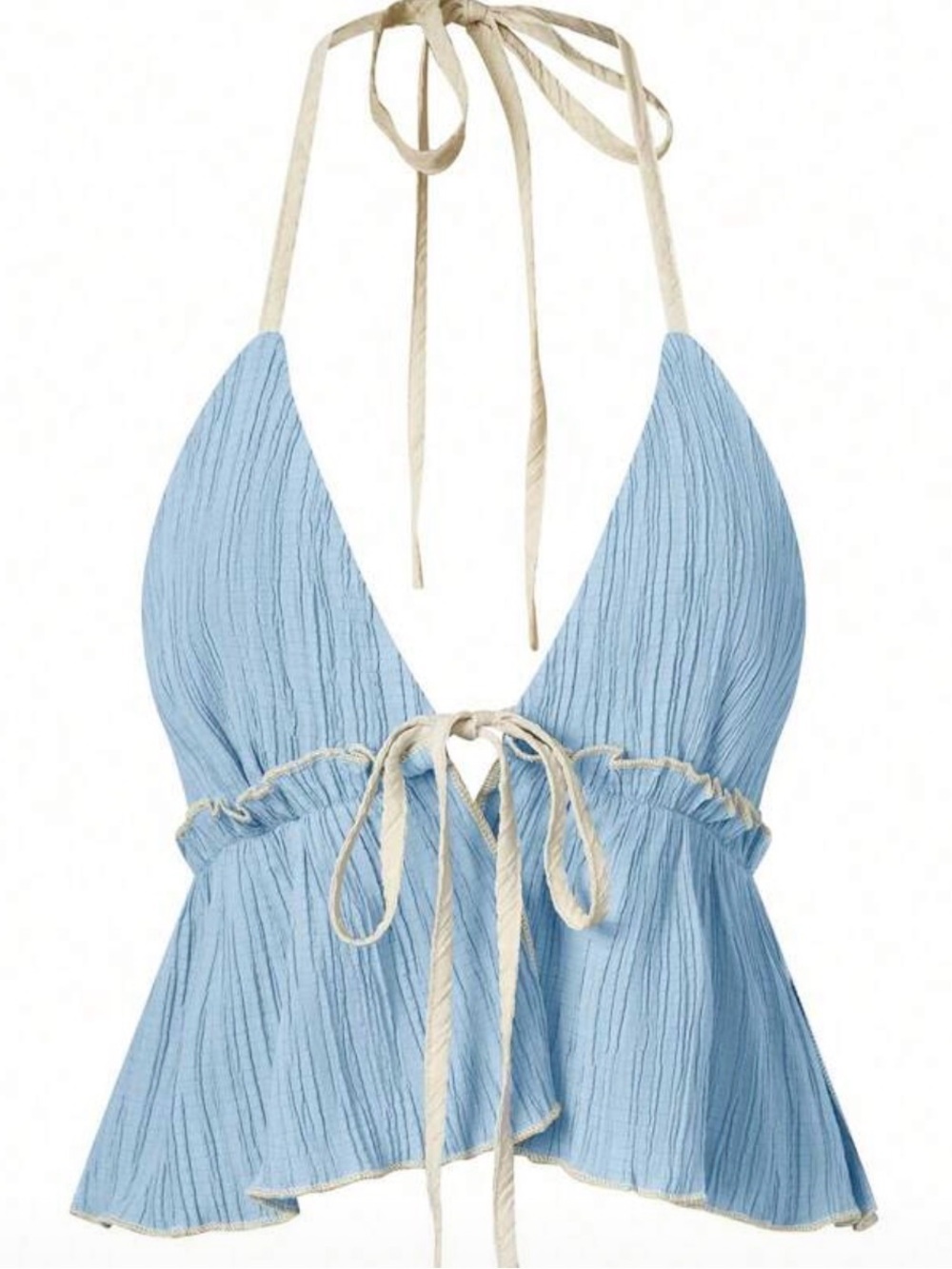 Light Blue Halter Tie-Front Women’s Top
